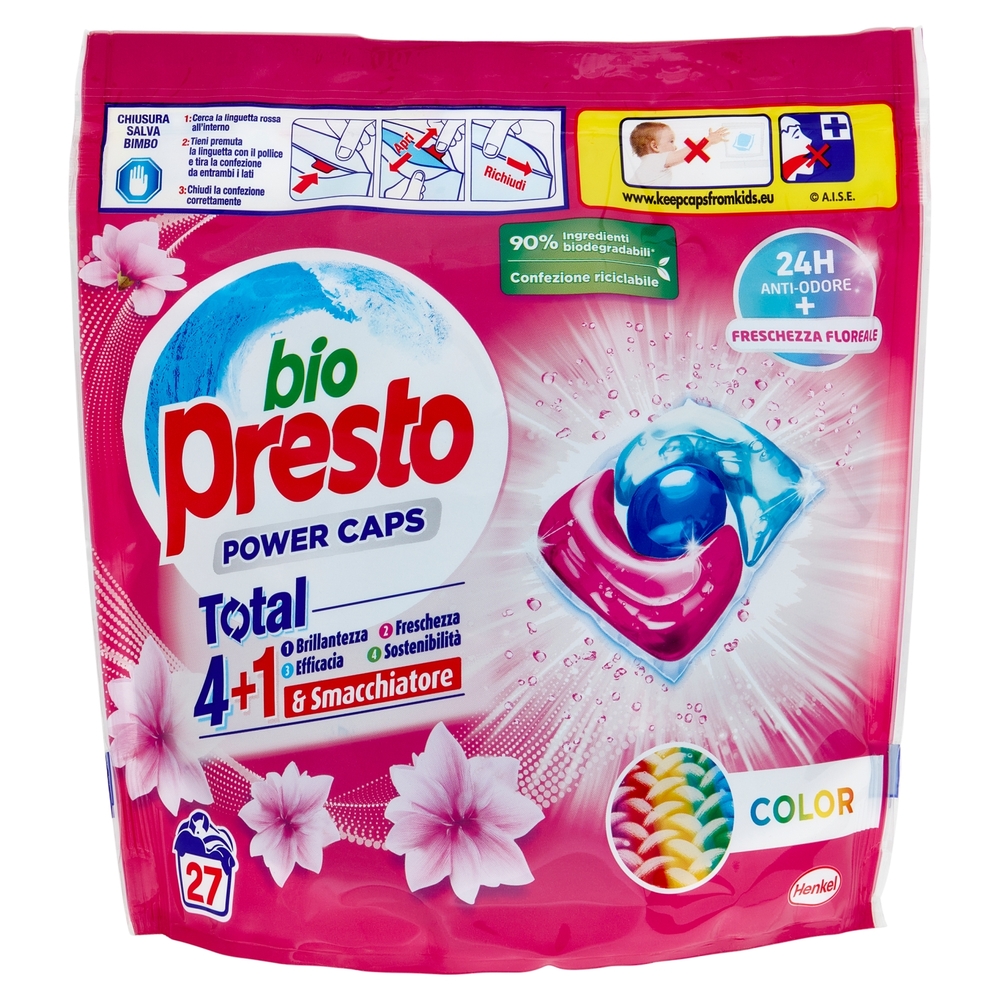 BIO PRESTO Power Caps Aromatherapy Sensazioni Floreali Orchidea Color 27 Lavaggi 27 x 12 g